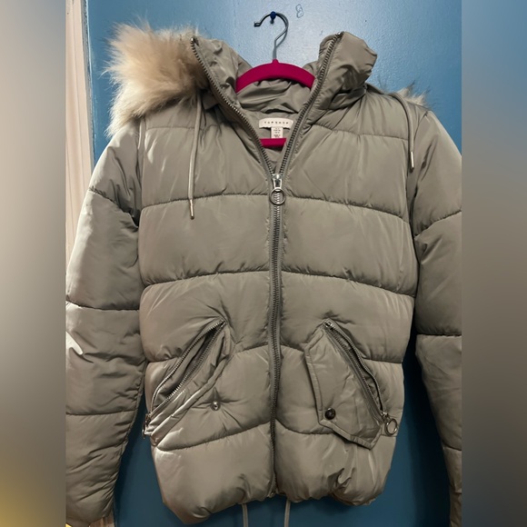 Topshop grey puffer jacket - Picture 2 of 5